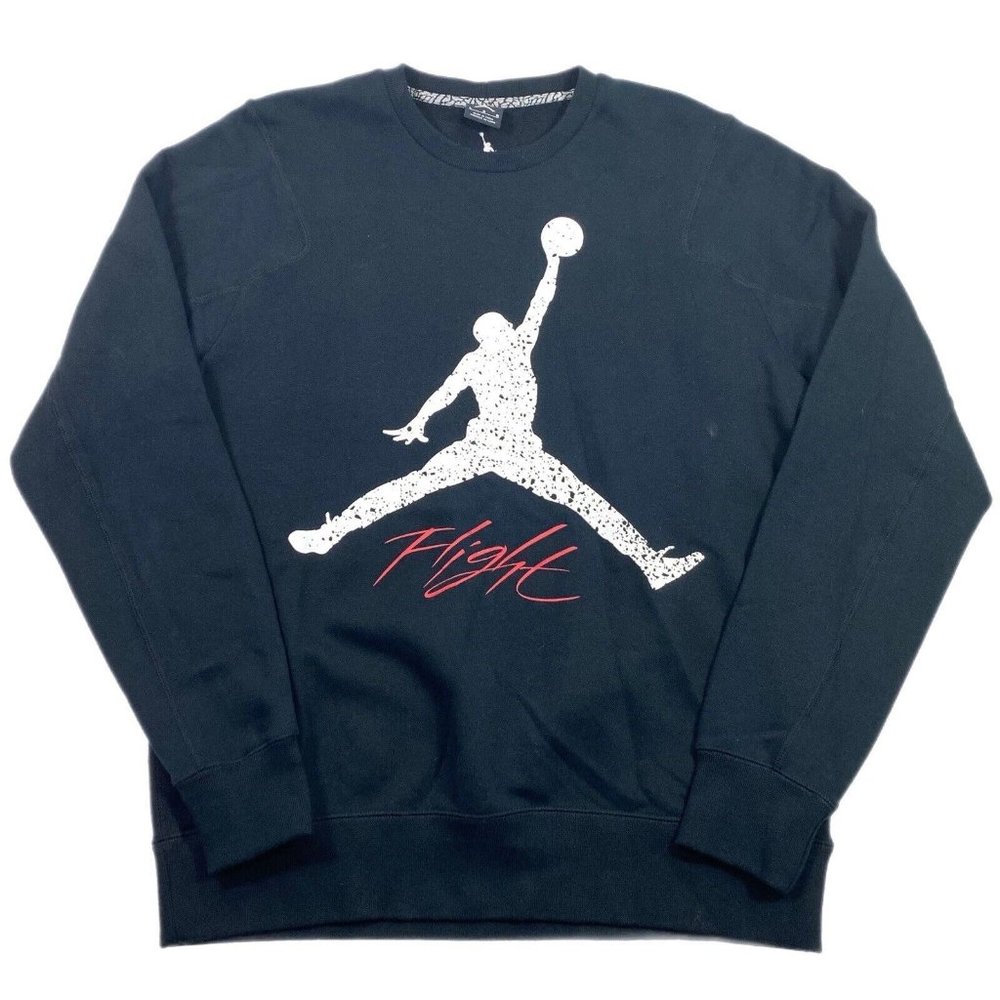 Nike Air Jordan Flight Jumpman Sweatshirt Big Logo Black & White Men's Size L